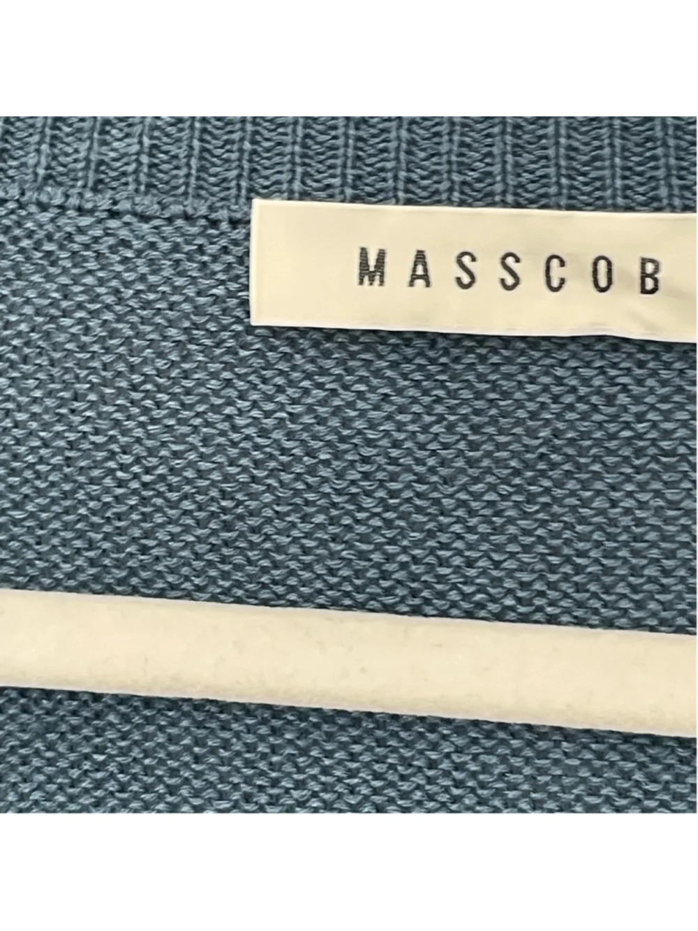 Masscob Linen Cotton V Neck Sweater M Blue Oversized Crop - Picture 4 of 11